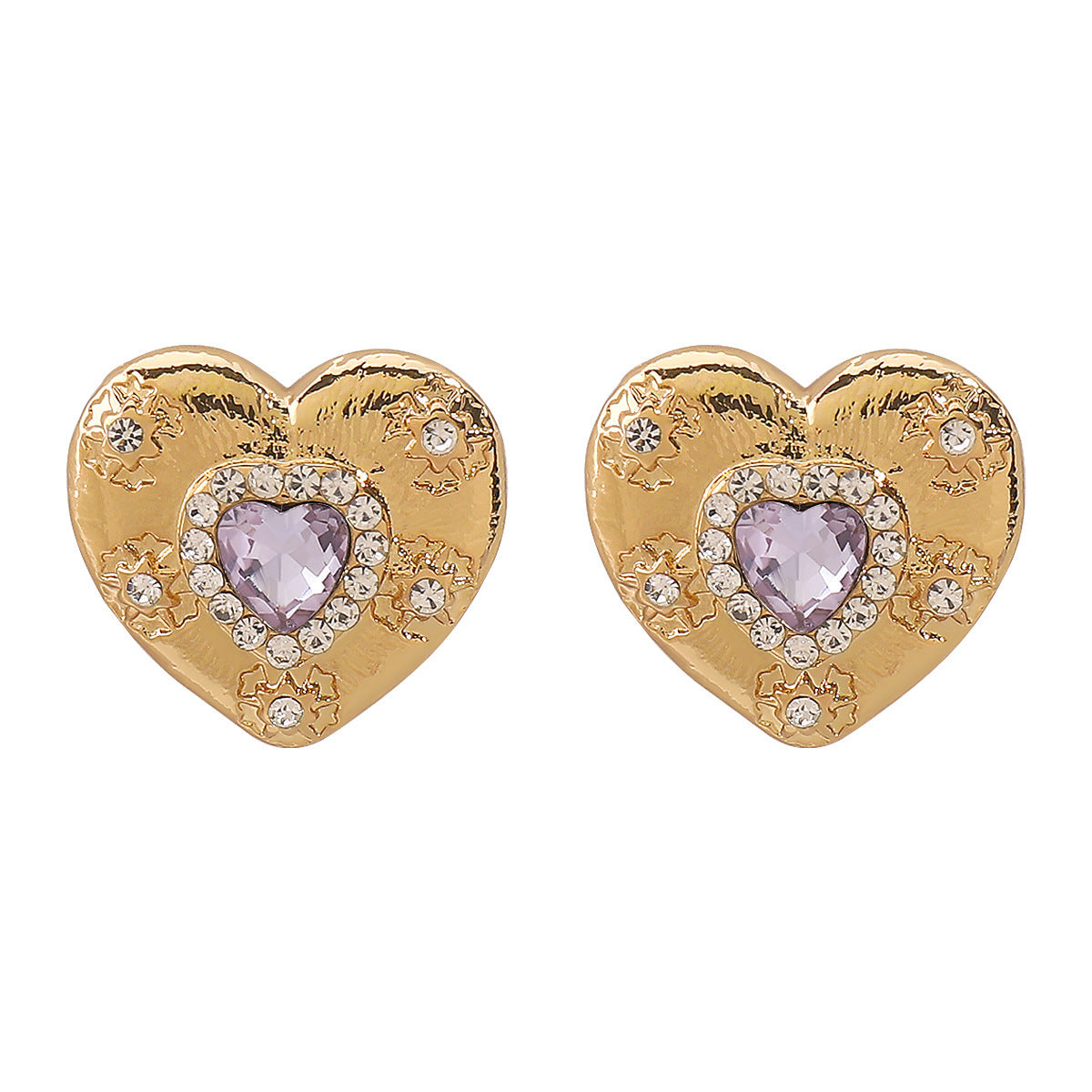 Wholesale Heart-shaped Lava Texture Zircon Necklace